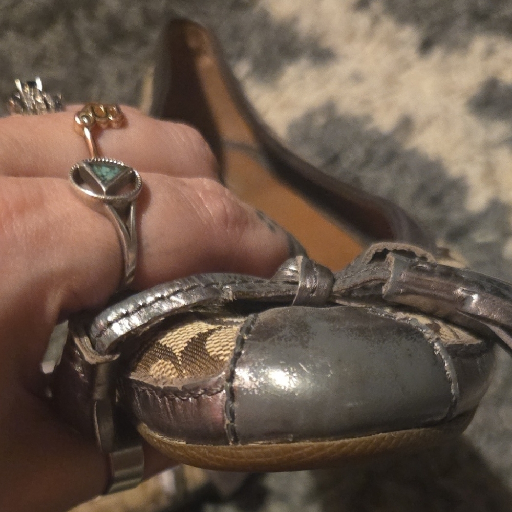 Coach Women's Brown and Silver Loafers - Picture 5 of 8